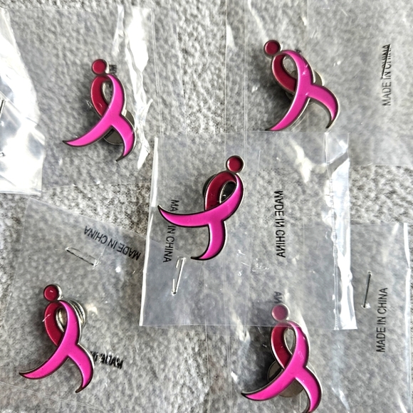 Jewelry - Lot Of 5 Susan G Komen Breast Cancer Awareness Lapel Pin Magnetic Pink Ribbon